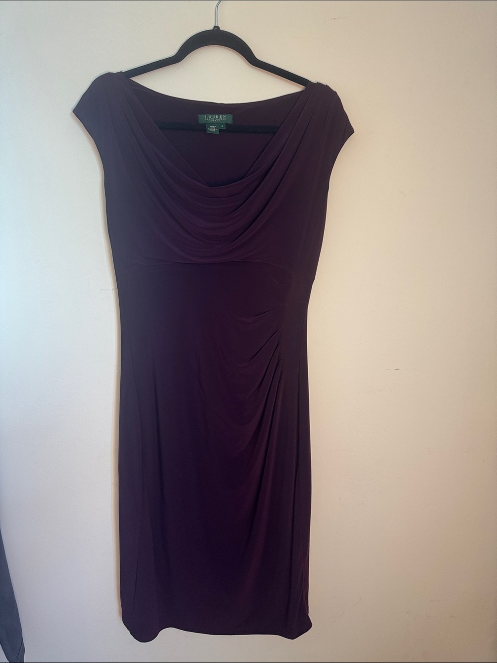 Lauren Ralph Lauren Plum Draped Cowl Midi Dress
